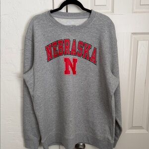 Fanatics Gray Crewneck with Red Nebraska Arch & N Logo